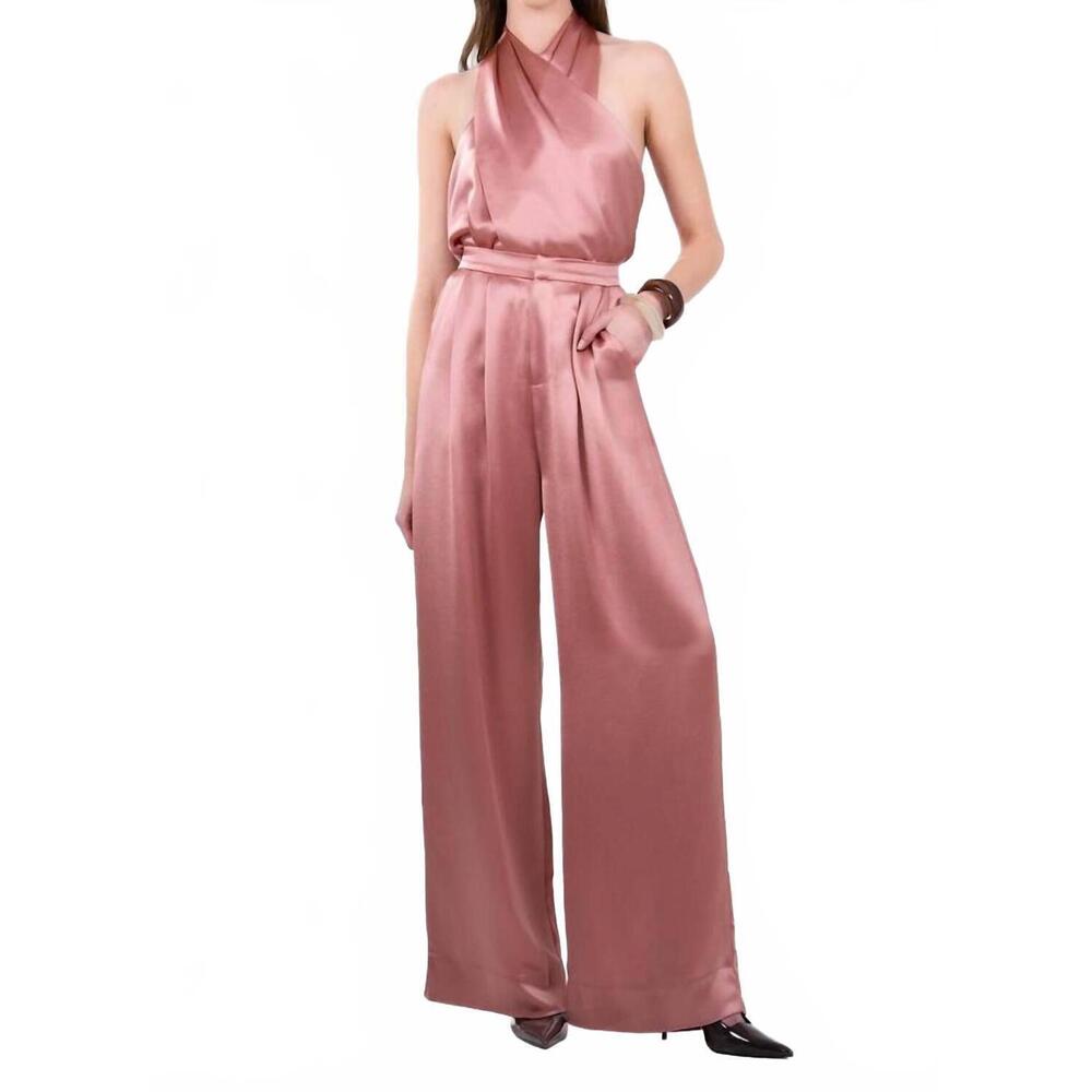 NEW NONCHALANT LABEL sable cross front halter top in dusty rose